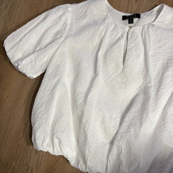 AYR The Puff Puff Blouse Bubble Hem white crinkle size XS cropped short sleeve - Picture 4 of 7
